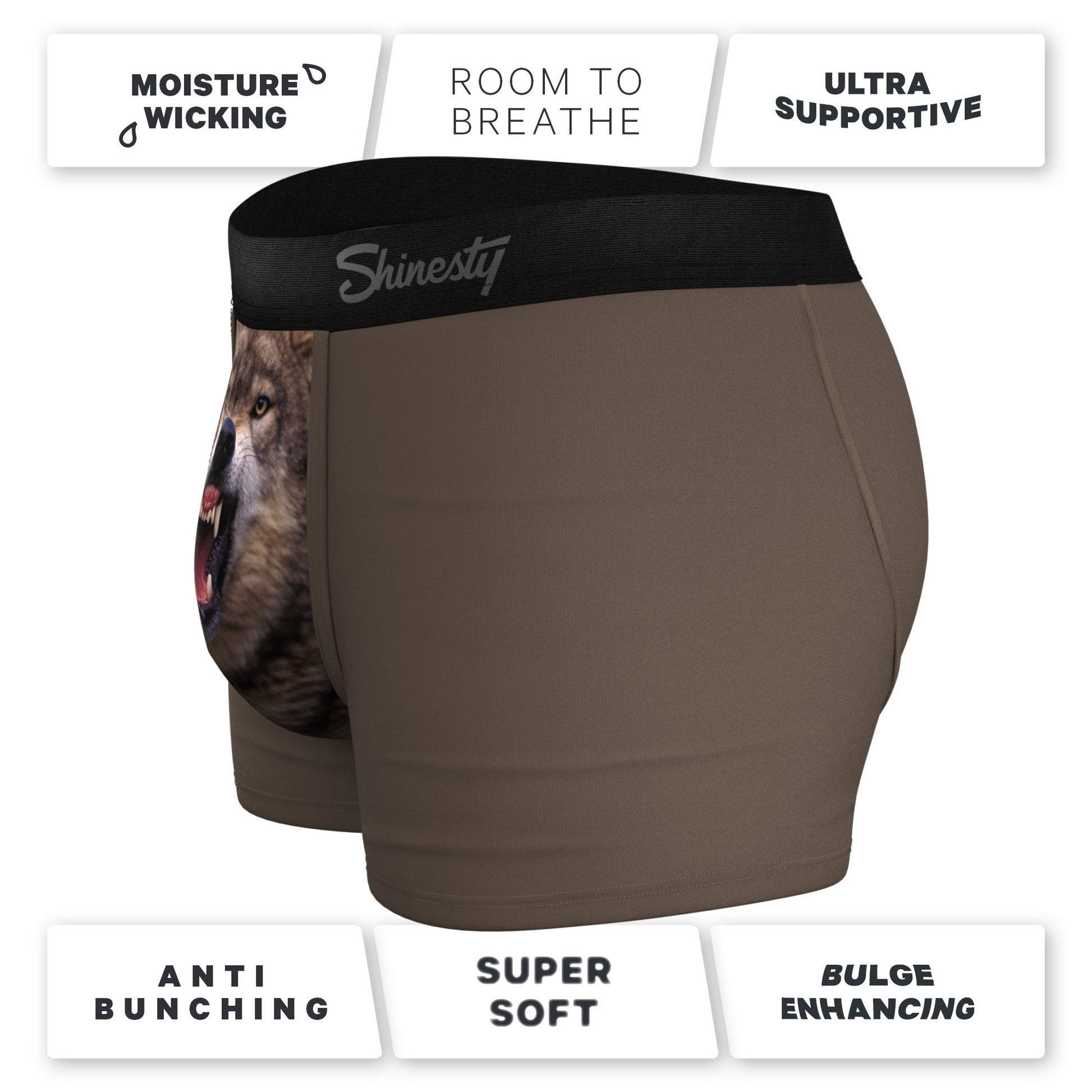 Shinesty Wolf Men's Ball Hammock® Pouch Trunk Underwear - The Grey's Growl