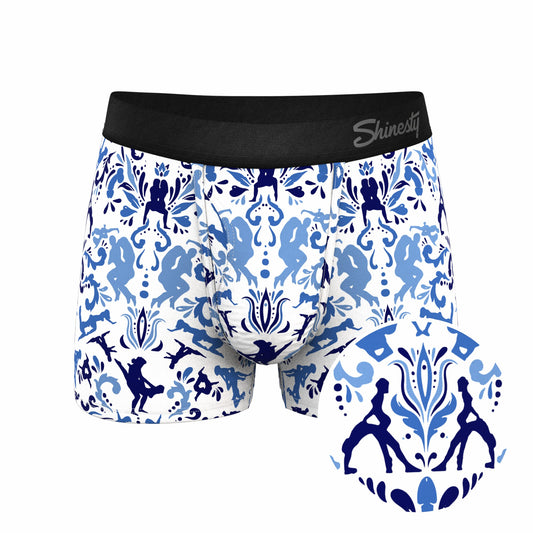 Shinesty Blue Willow Men's Ball Hammock® Pouch Trunk Underwear - The Risqué Rorschach