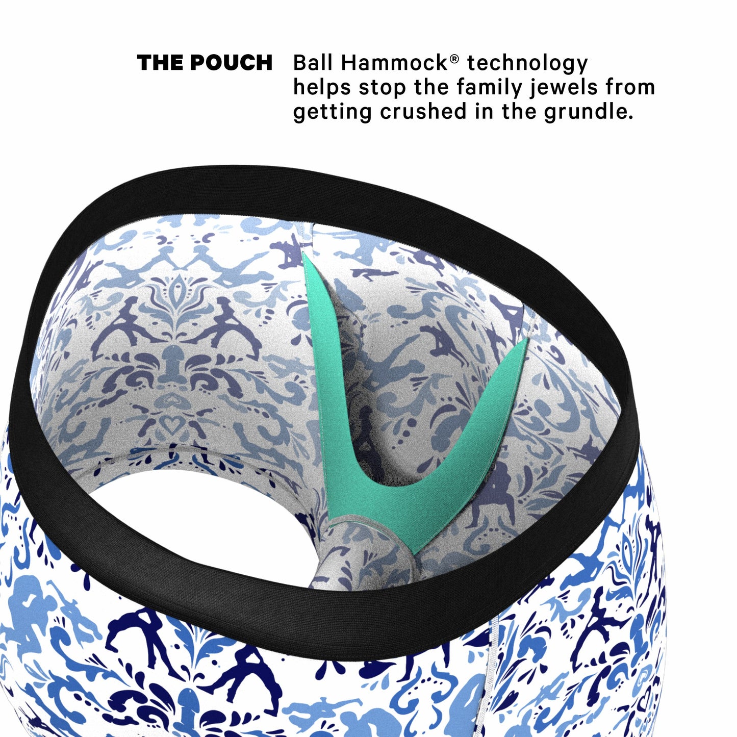 Shinesty Blue Willow Men's Ball Hammock® Pouch Trunk Underwear - The Risqué Rorschach