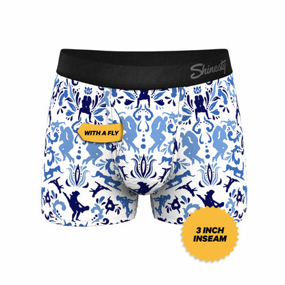 Shinesty Blue Willow Men's Ball Hammock® Pouch Trunk Underwear - The Risqué Rorschach