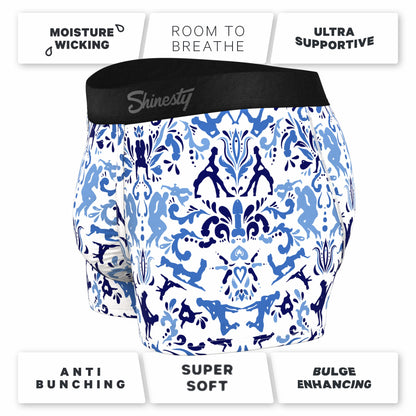 Shinesty Blue Willow Men's Ball Hammock® Pouch Trunk Underwear - The Risqué Rorschach