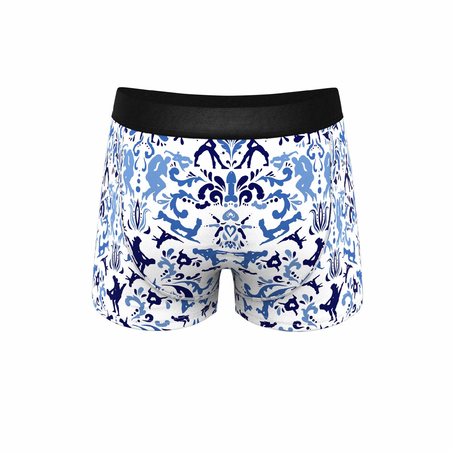 Shinesty Blue Willow Men's Ball Hammock® Pouch Trunk Underwear - The Risqué Rorschach