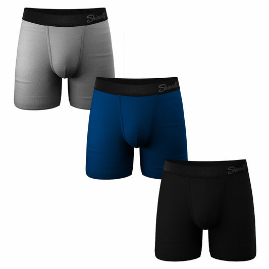 Shinesty Black Blue Grey Ball Hammock® Boxer Brief 3 Pack - The Solid Dude