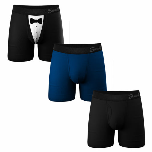 Shinesty Funny Wedding Weekend Ball Hammock® Boxer Brief 3 Pack - The Black Tie Wedding