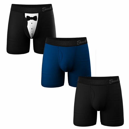 Shinesty Ball Hammock® Pouch Underwear with Fly 3 Pack - The Black Tie Wedding