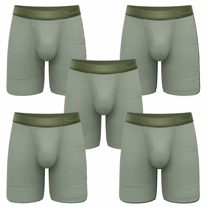 Shinesty Long Leg Ball Hammock® Pouch Underwear With Fly 5 Pack - Olive