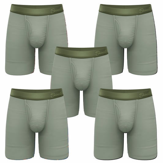 Shinesty Long Leg Ball Hammock® Pouch Underwear With Fly 5 Pack - Olive