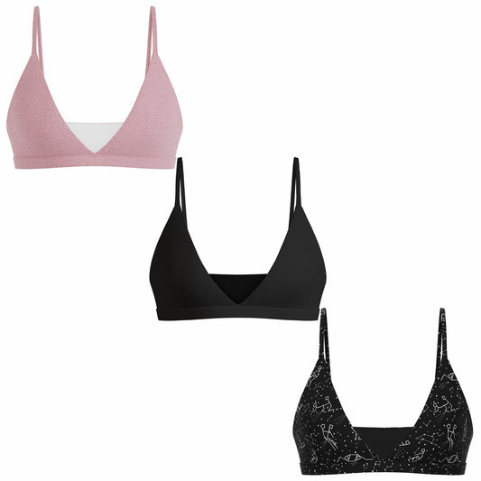 Shinesty Wireless Triangle Bralette 3 Pack - Spring