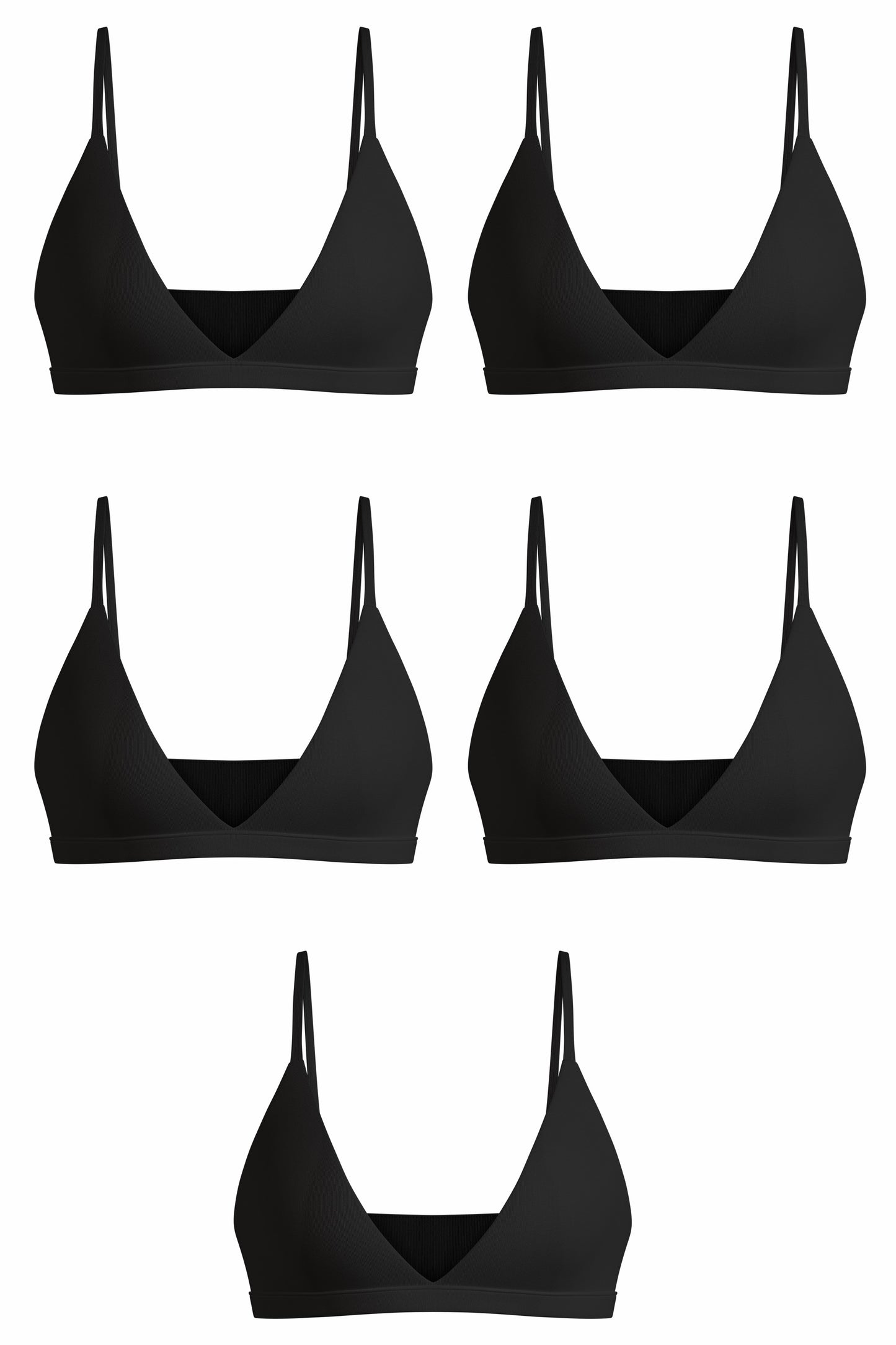 Shinesty Wireless Triangle Bralette 5 Pack - Black