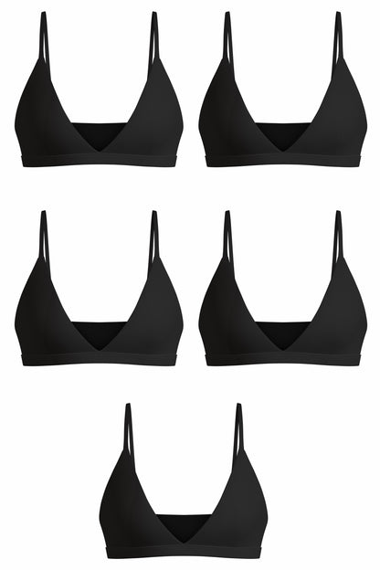 Shinesty Wireless Triangle Bralette 5 Pack - Black