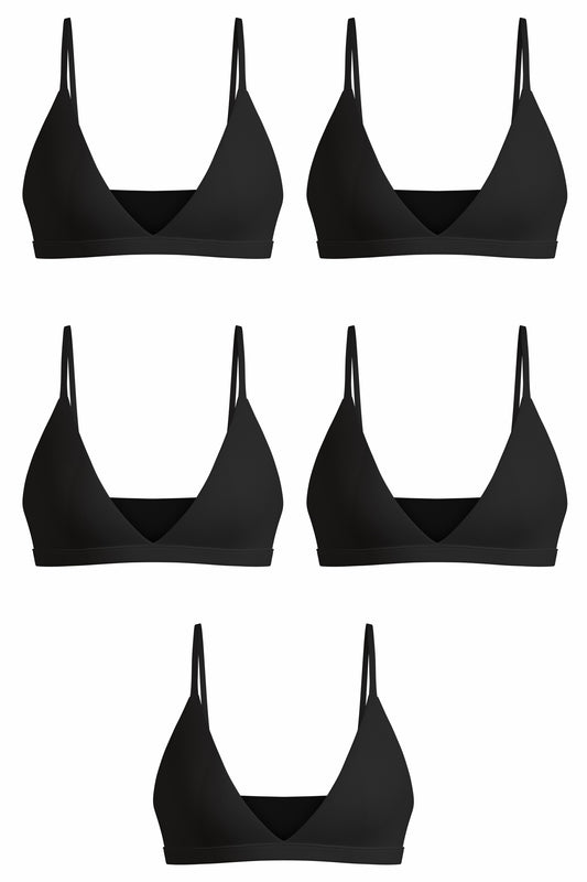 Shinesty Wireless Triangle Bralette 5 Pack - Black