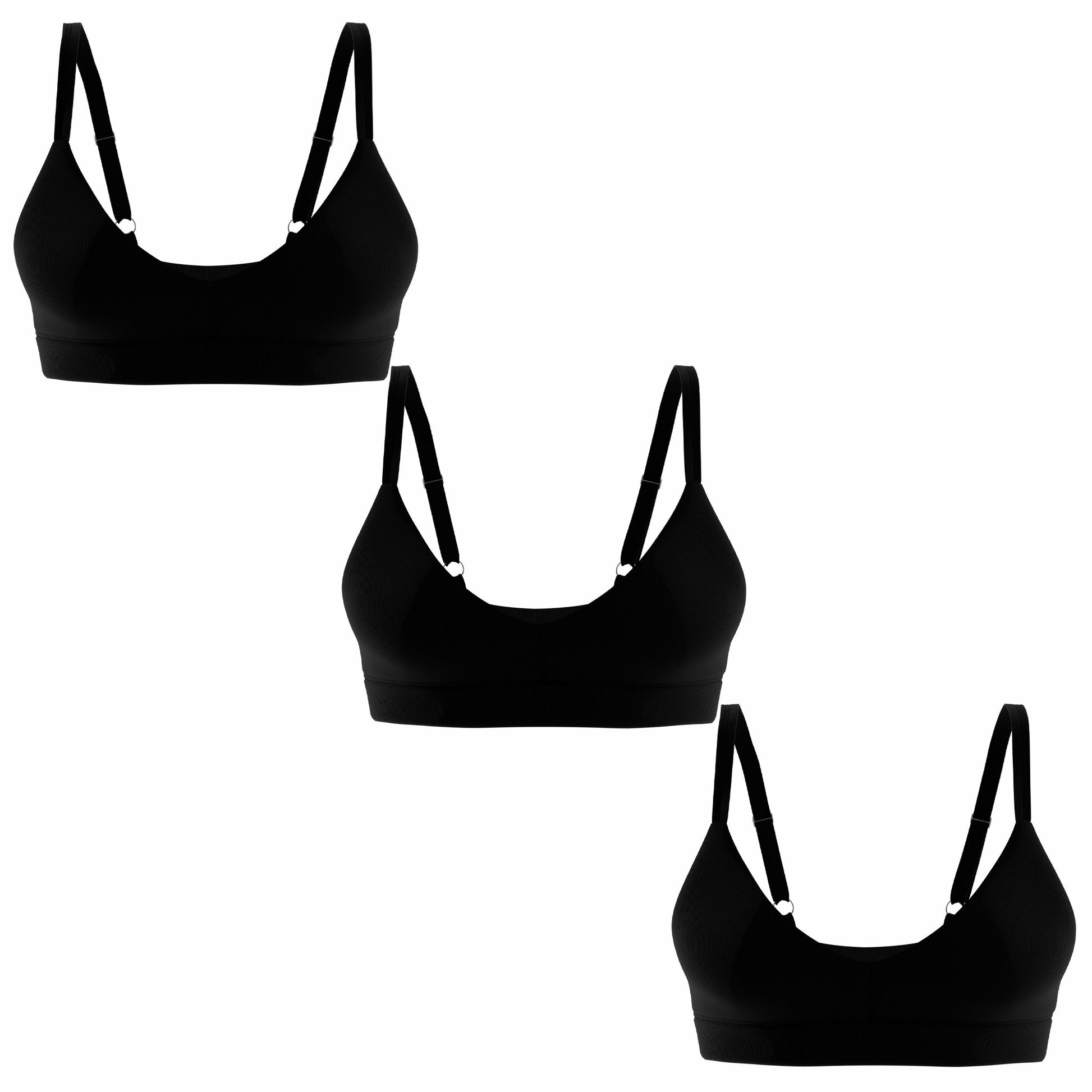 Shinesty Wireless Plunge Bralette 3 Pack - Black