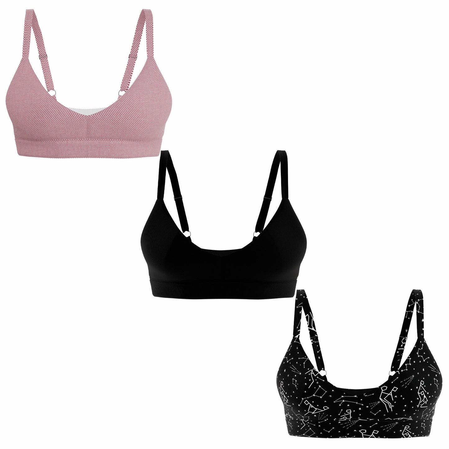 Shinesty Wireless Plunge Bralette 3 Pack - Spring