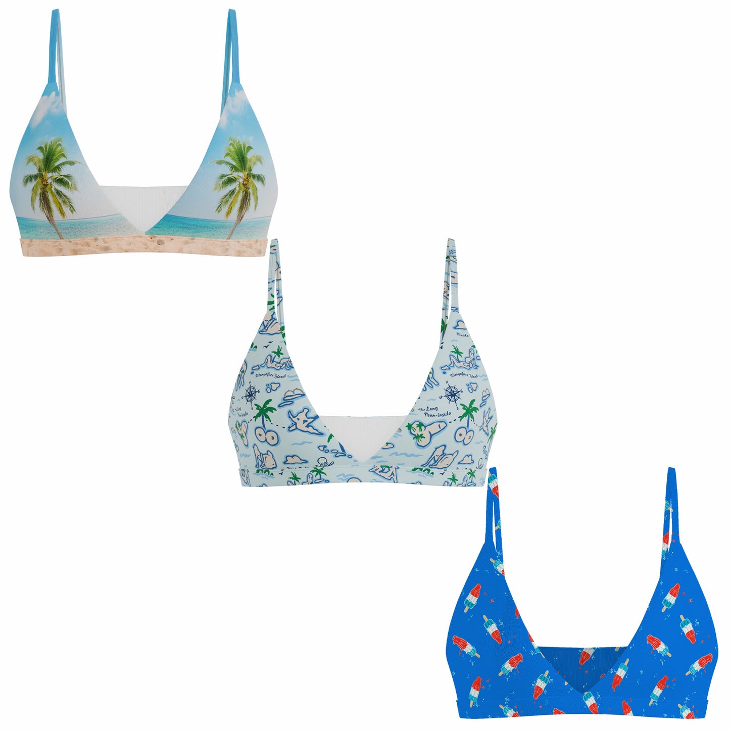Shinesty Wireless Triangle Bralette 3 Pack - The Women Summer Bundle