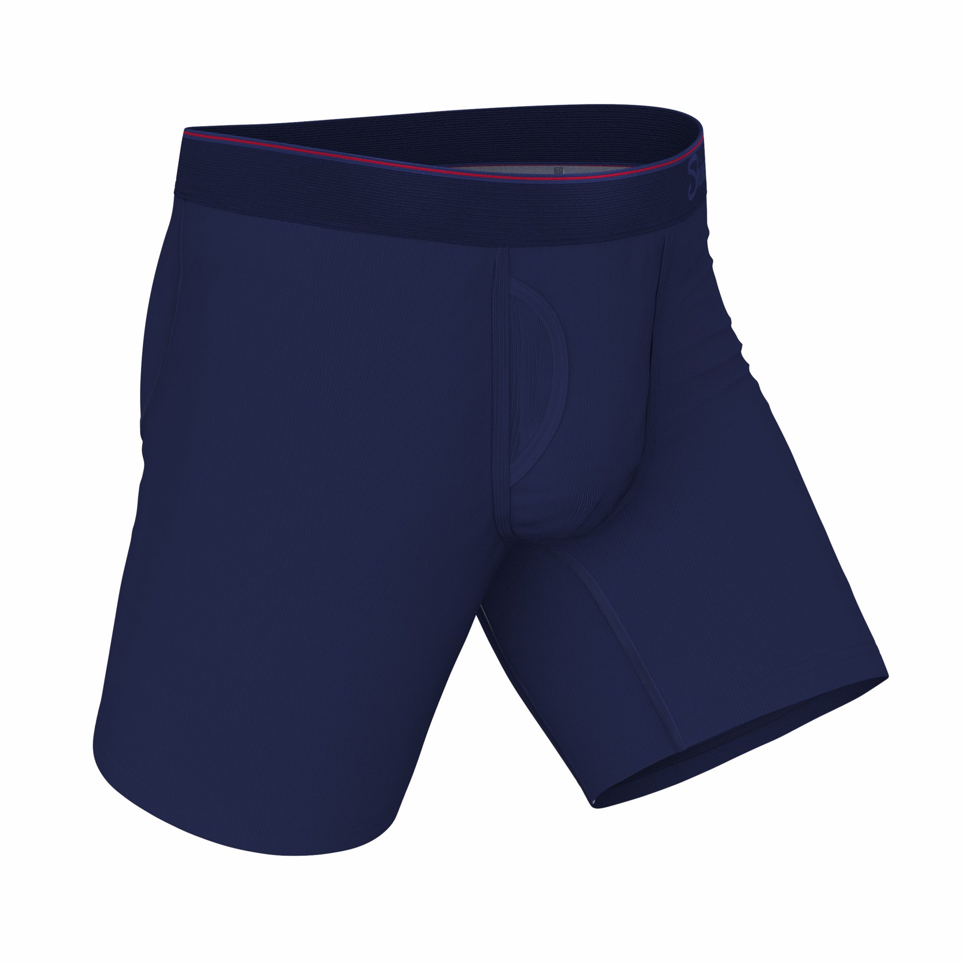 Shinesty Long Leg Ball Hammock® Pouch Boxers With Fly - Red Tip Navy