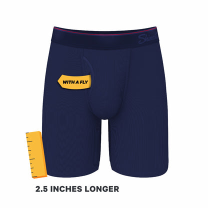 Shinesty Long Leg Ball Hammock® Pouch Boxers With Fly - Red Tip Navy