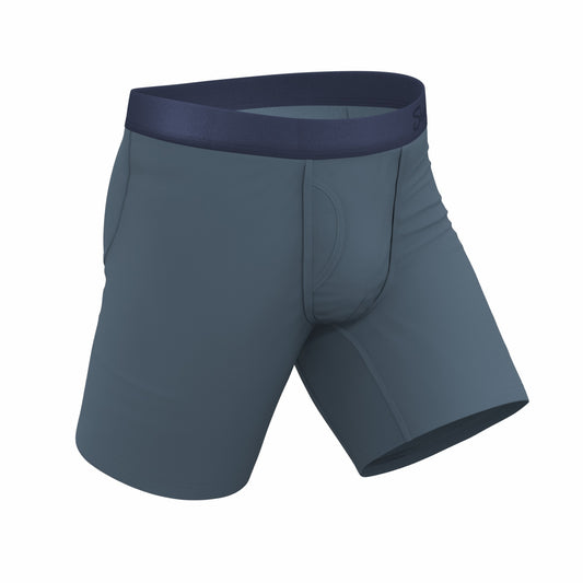 Shinesty Long Leg Ball Hammock® Pouch Boxers With Fly - Tonal Teal