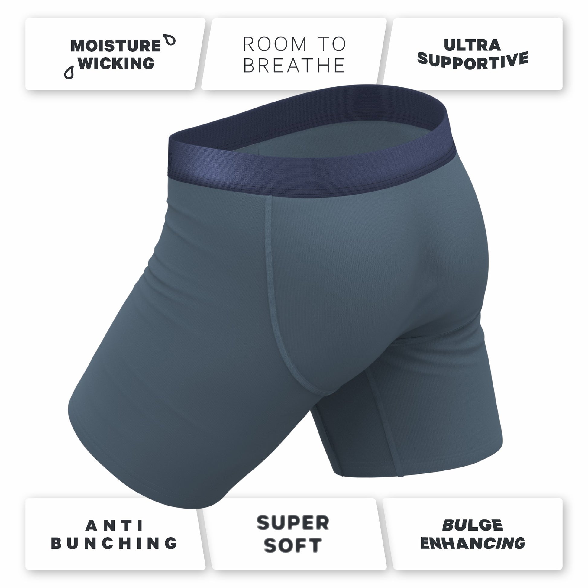 Shinesty Long Leg Ball Hammock® Pouch Boxers With Fly - Tonal Teal