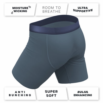 Shinesty Long Leg Ball Hammock® Pouch Boxers With Fly - Tonal Teal
