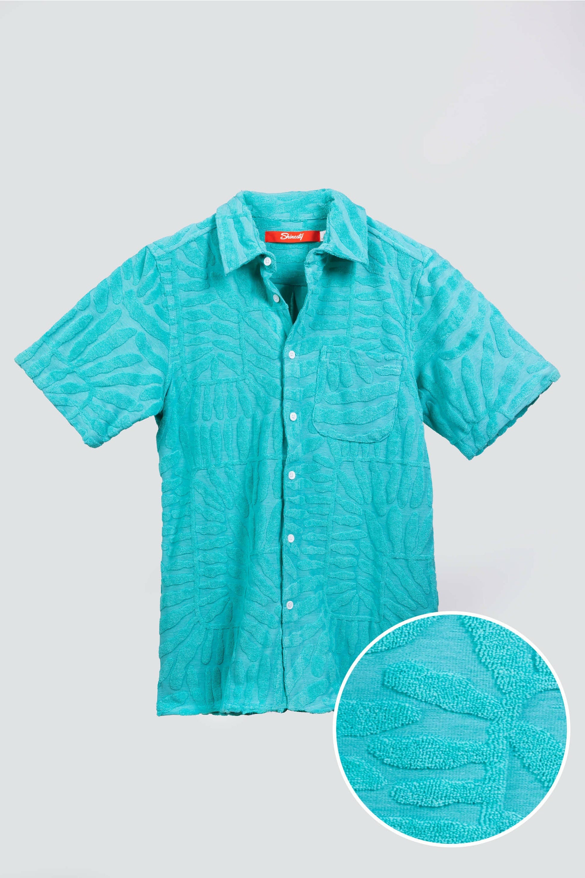 Shinesty Terry Cloth Hawaiian Shirt - Tropical Terry Cloth Button Up