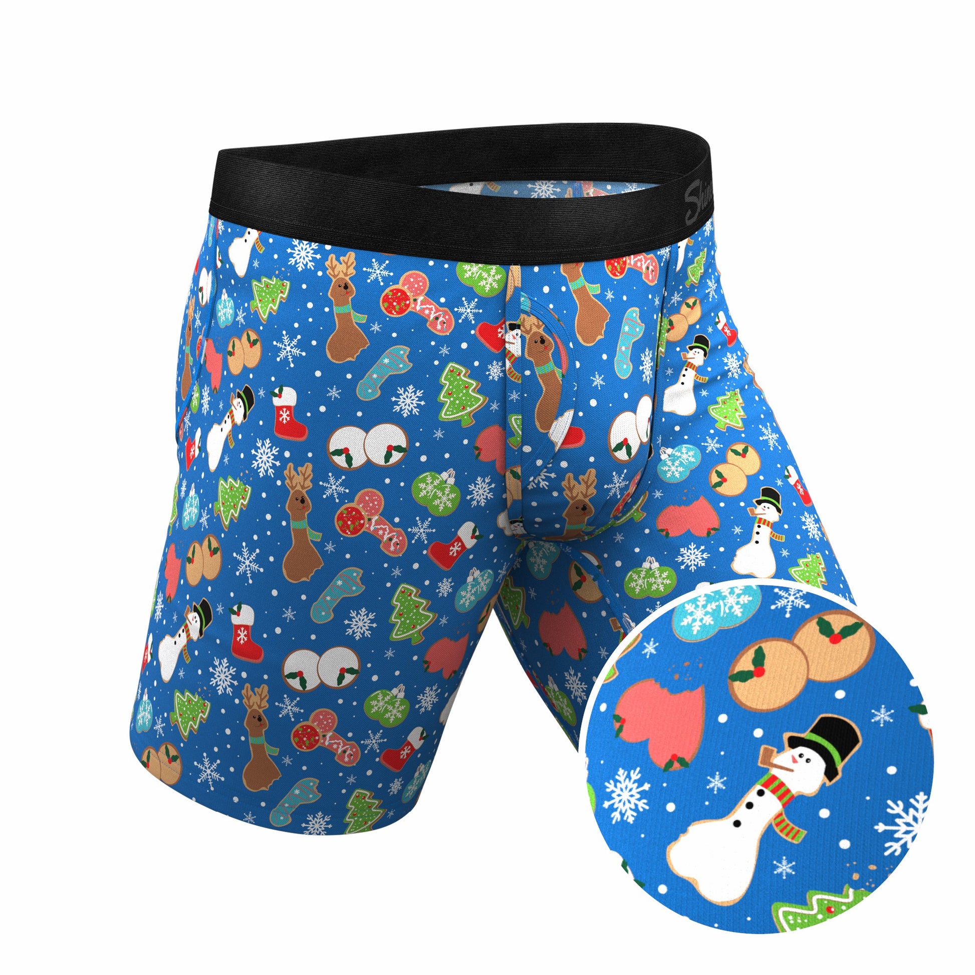 Shinesty Long Leg Ball Hammock® Pouch Boxers With Fly - Christmas Cookies