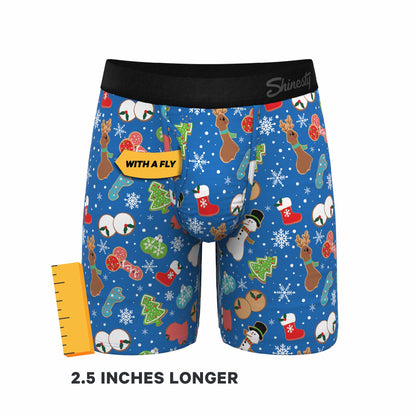 Shinesty Long Leg Ball Hammock® Pouch Boxers With Fly - Christmas Cookies