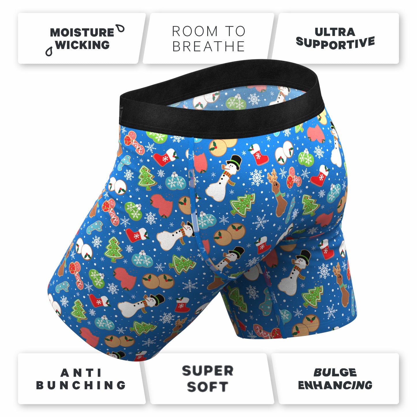 Shinesty Long Leg Ball Hammock® Pouch Boxers With Fly - Christmas Cookies