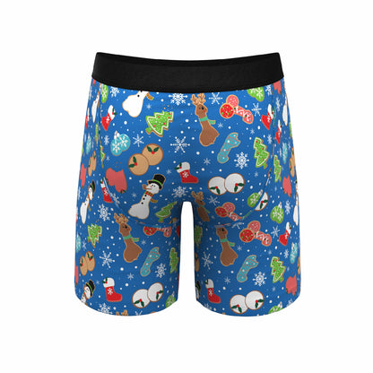 Shinesty Long Leg Ball Hammock® Pouch Boxers With Fly - Christmas Cookies