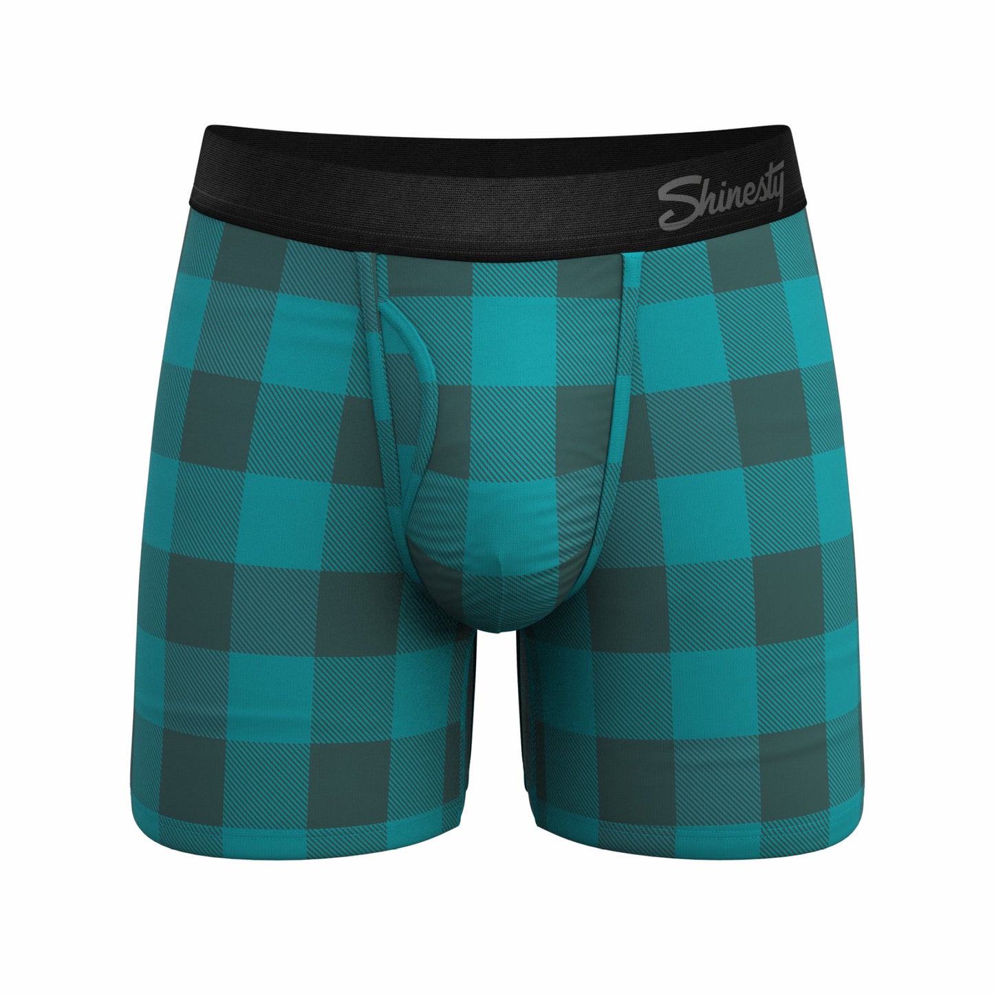 Shinesty Ball Hammock® Pouch Underwear With Fly - Green Plaid Buffalo