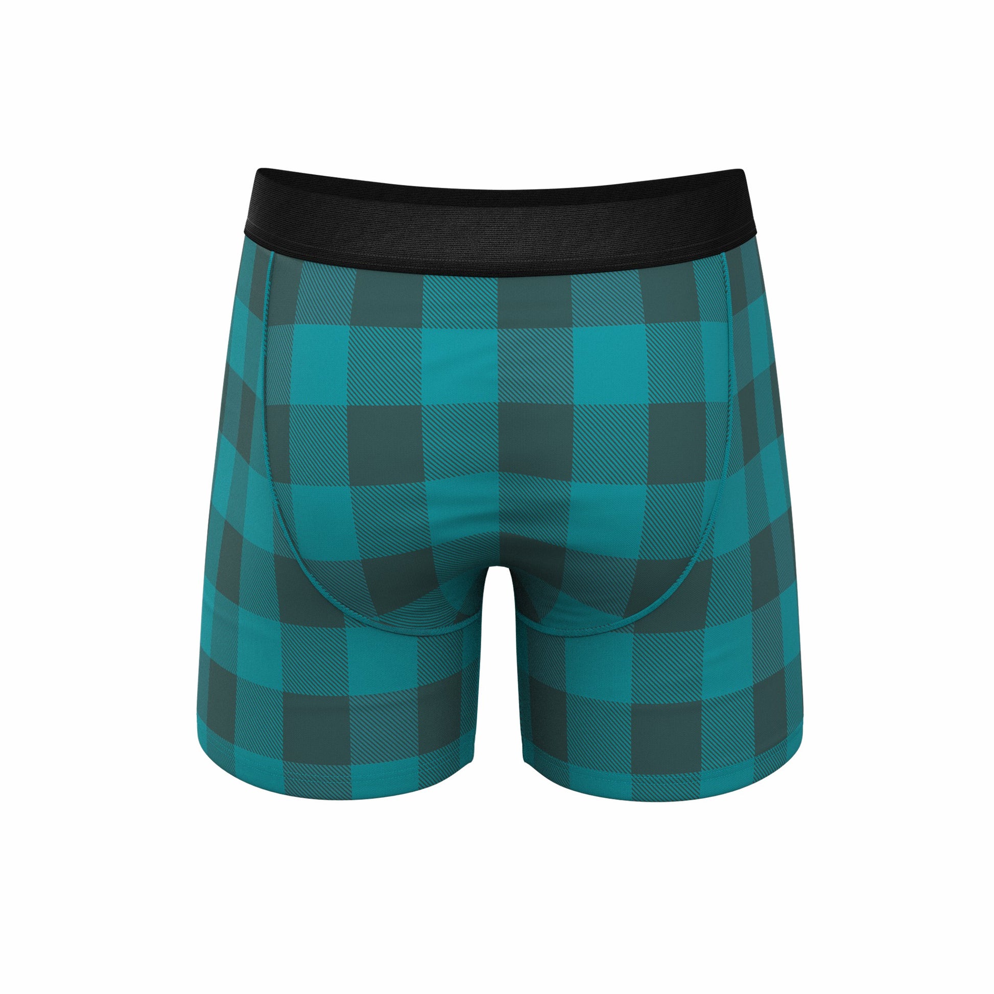 Shinesty Ball Hammock® Pouch Underwear With Fly - Green Plaid Buffalo