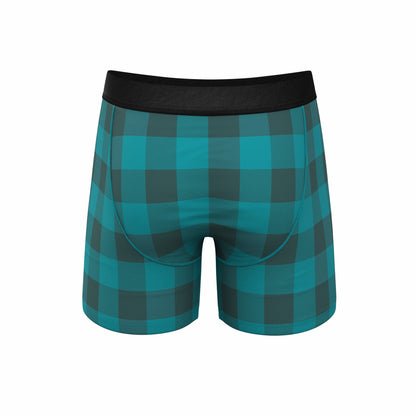 Shinesty Ball Hammock® Pouch Underwear With Fly - Green Plaid Buffalo