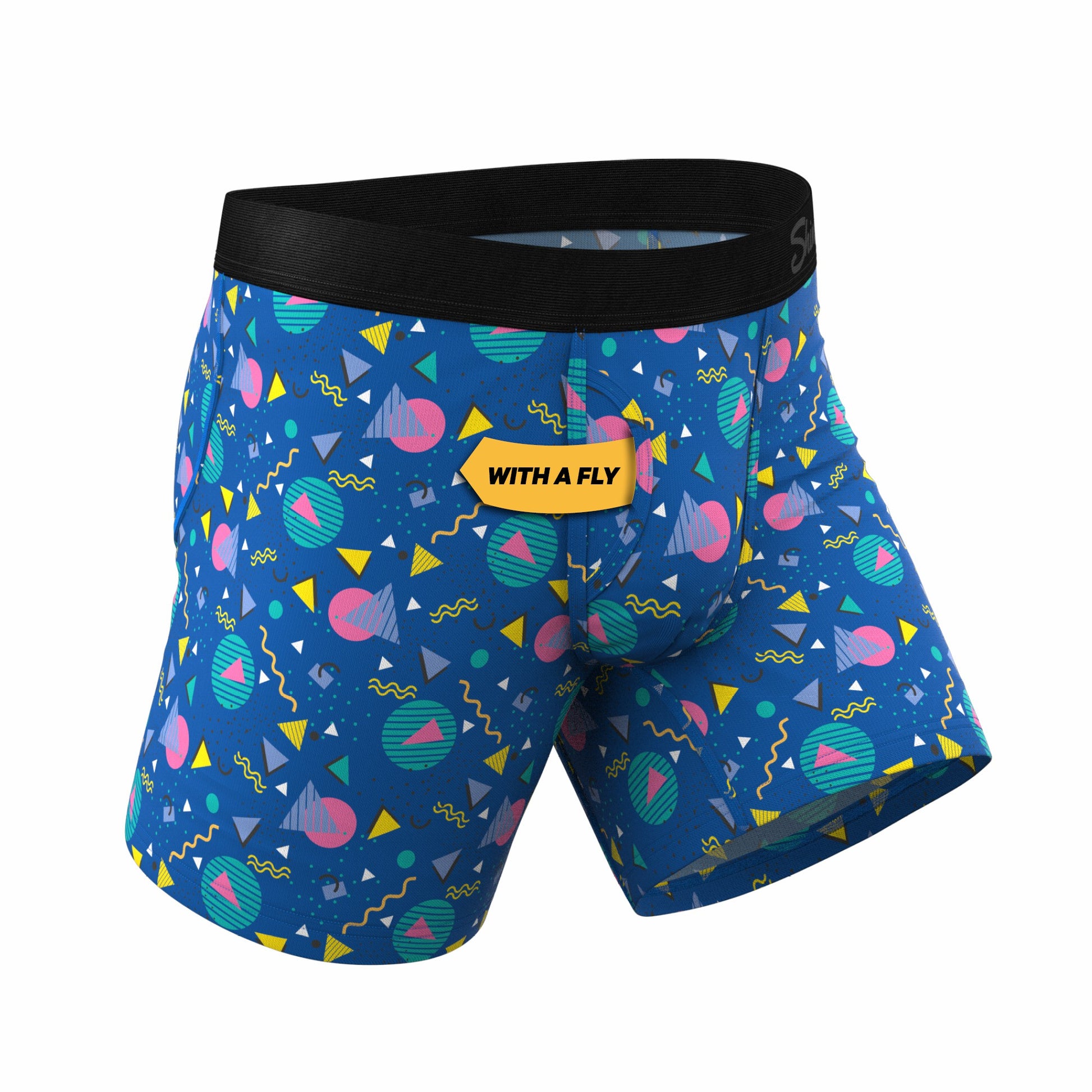 Shinesty Ball Hammock® Pouch Underwear With Fly - Retro Shapes