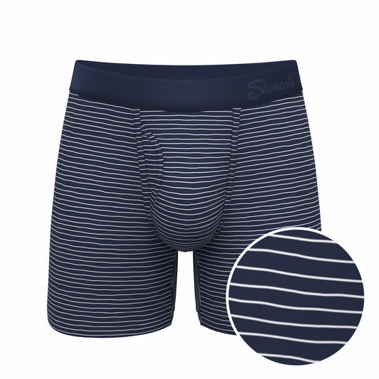 Shinesty Ball Hammock® Pouch Underwear With Fly - White Stripe