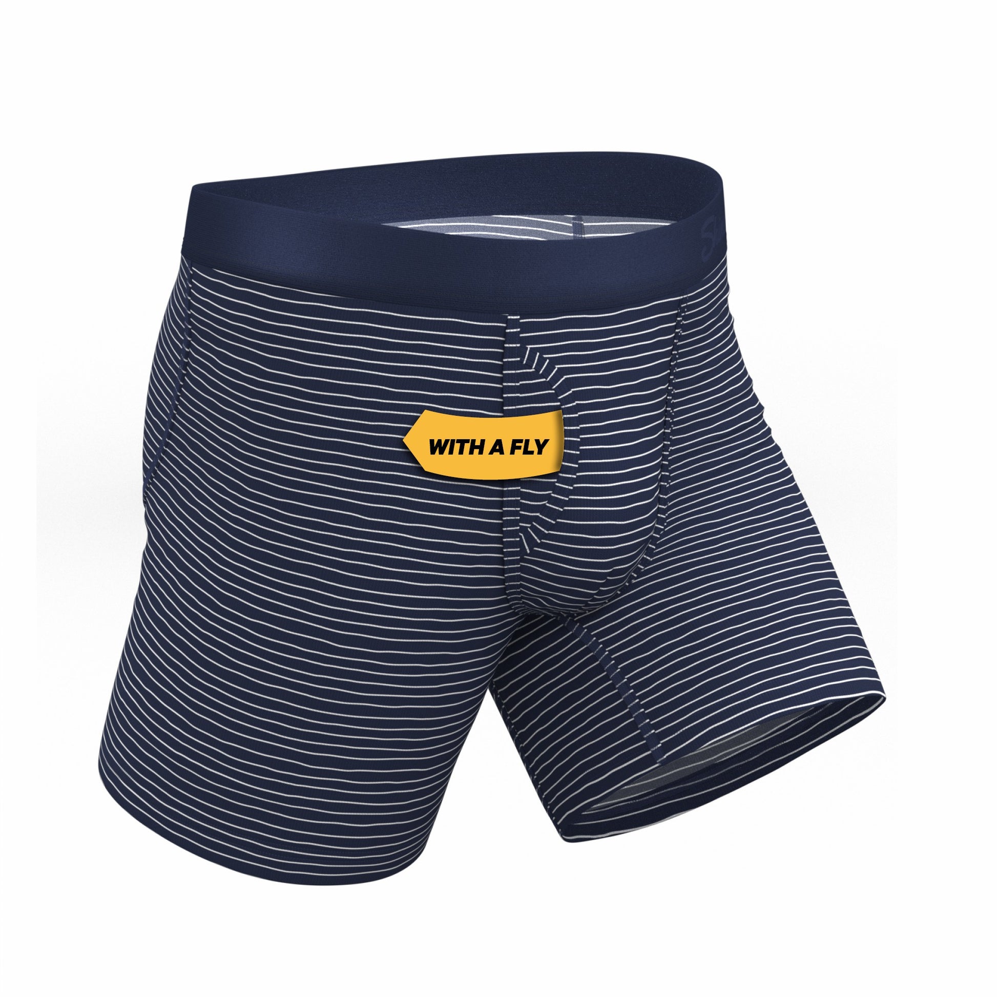 Shinesty Ball Hammock® Pouch Underwear With Fly - White Stripe