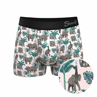 Shinesty Men's Ball Hammock® Pouch Trunk Underwear - Tropical Elephants