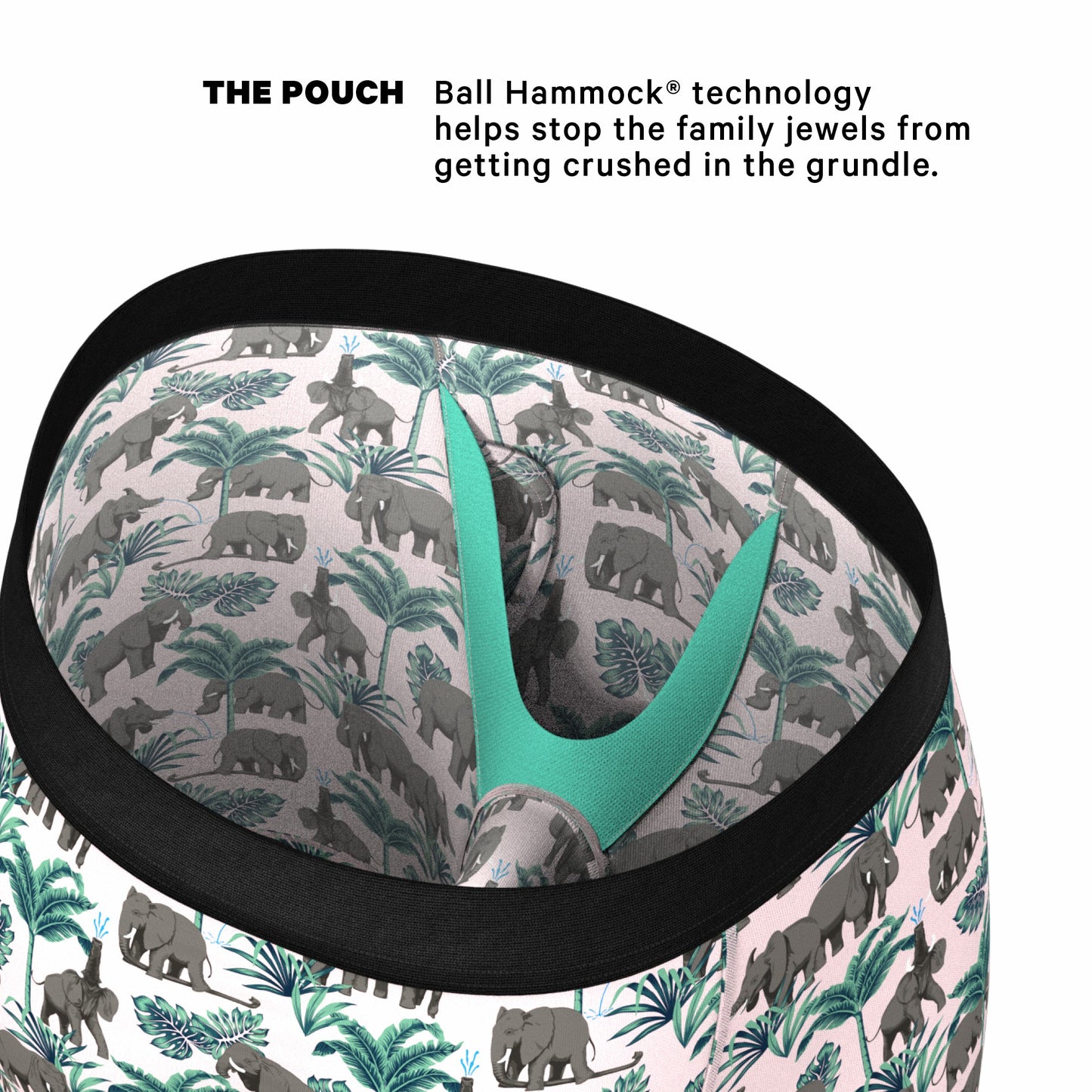 Shinesty Men's Ball Hammock® Pouch Trunk Underwear - Tropical Elephants