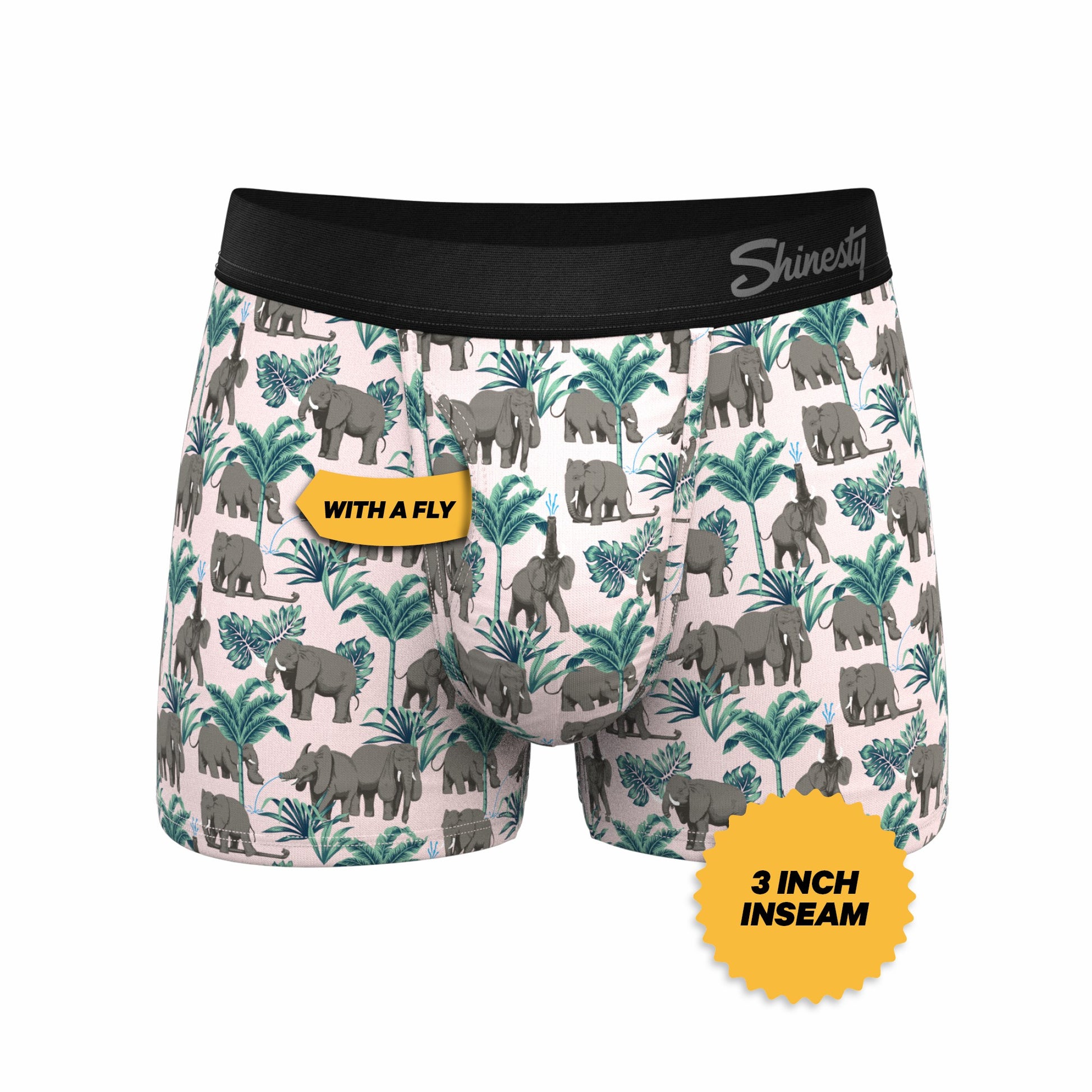 Shinesty Men's Ball Hammock® Pouch Trunk Underwear - Tropical Elephants