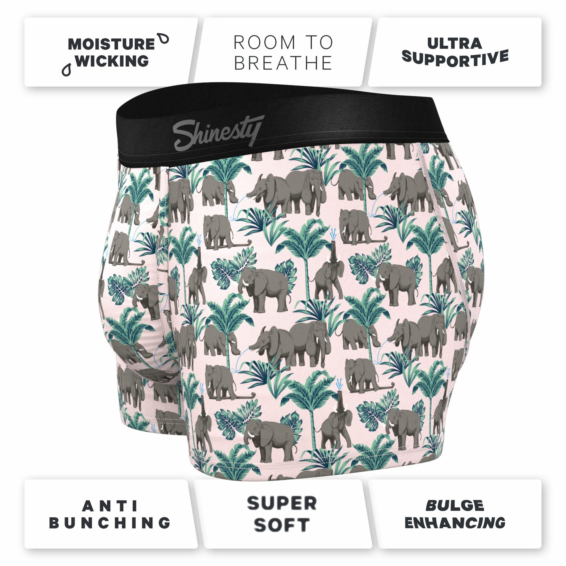 Shinesty Men's Ball Hammock® Pouch Trunk Underwear - Tropical Elephants