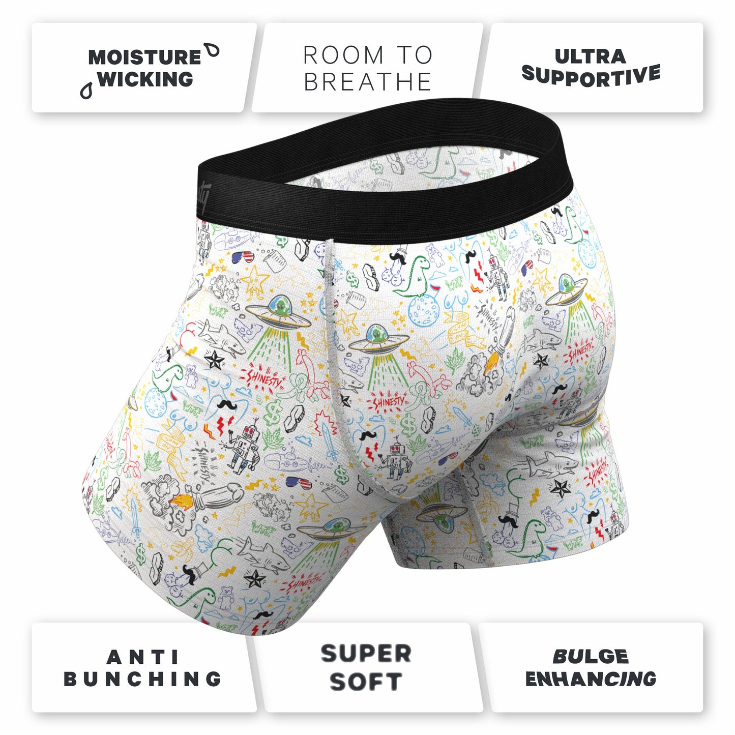 Shinesty Ball Hammock® Pouch Underwear With Fly - Doodle