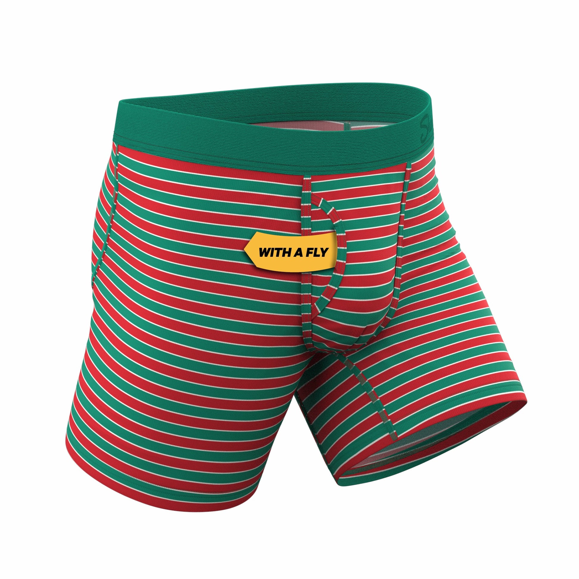 Shinesty Ball Hammock® Pouch Underwear With Fly - Christmas Striped
