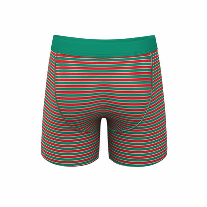 Shinesty Ball Hammock® Pouch Underwear With Fly - Christmas Striped