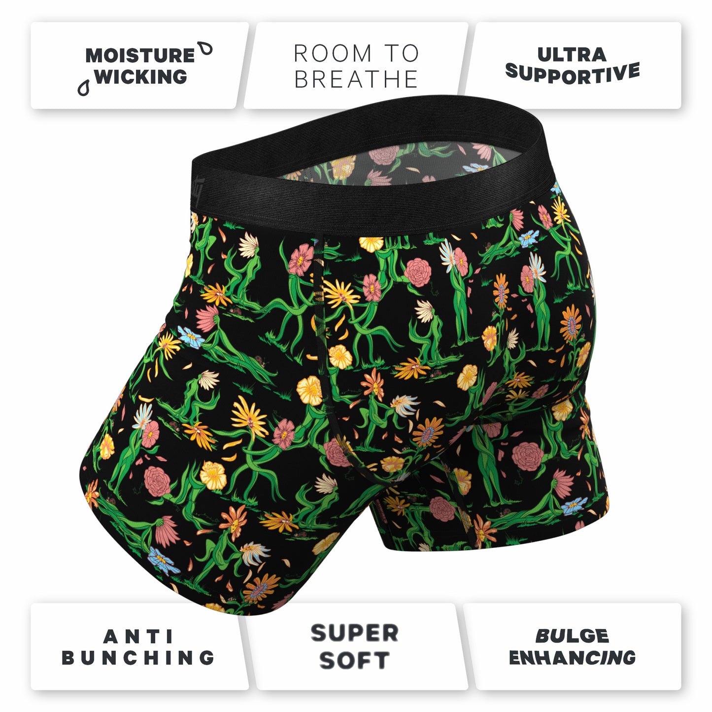 Shinesty Ball Hammock® Pouch Underwear With Fly - Flower Print