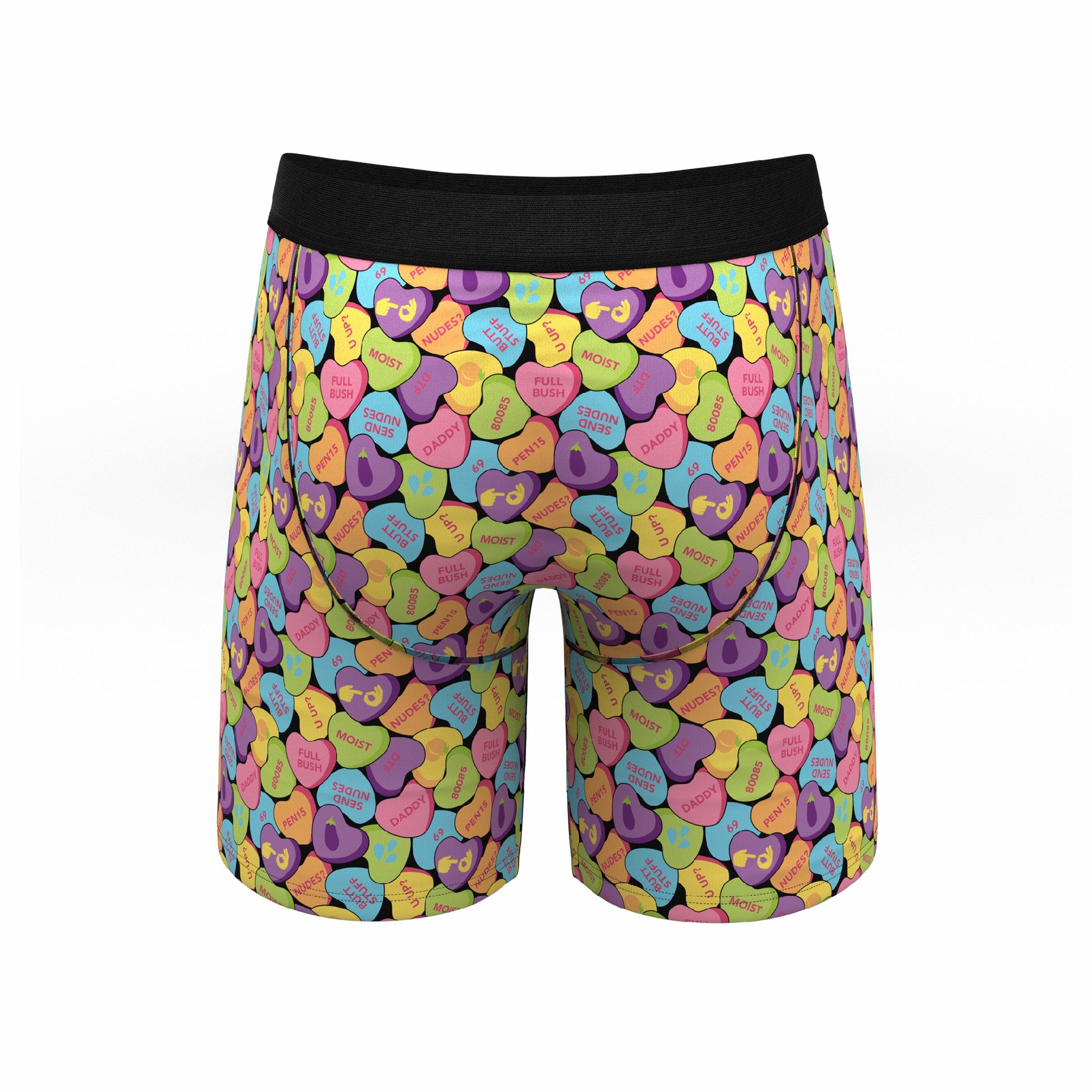 Shinesty Long Leg Ball Hammock® Pouch Boxers With Fly - Candy Hearts