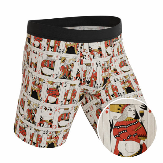 Shinesty Long Leg Ball Hammock® Pouch Boxers With Fly - Vintage Playing Cards