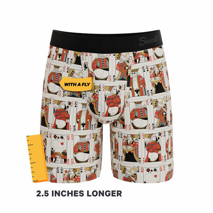 Shinesty Long Leg Ball Hammock® Pouch Boxers With Fly - Vintage Playing Cards