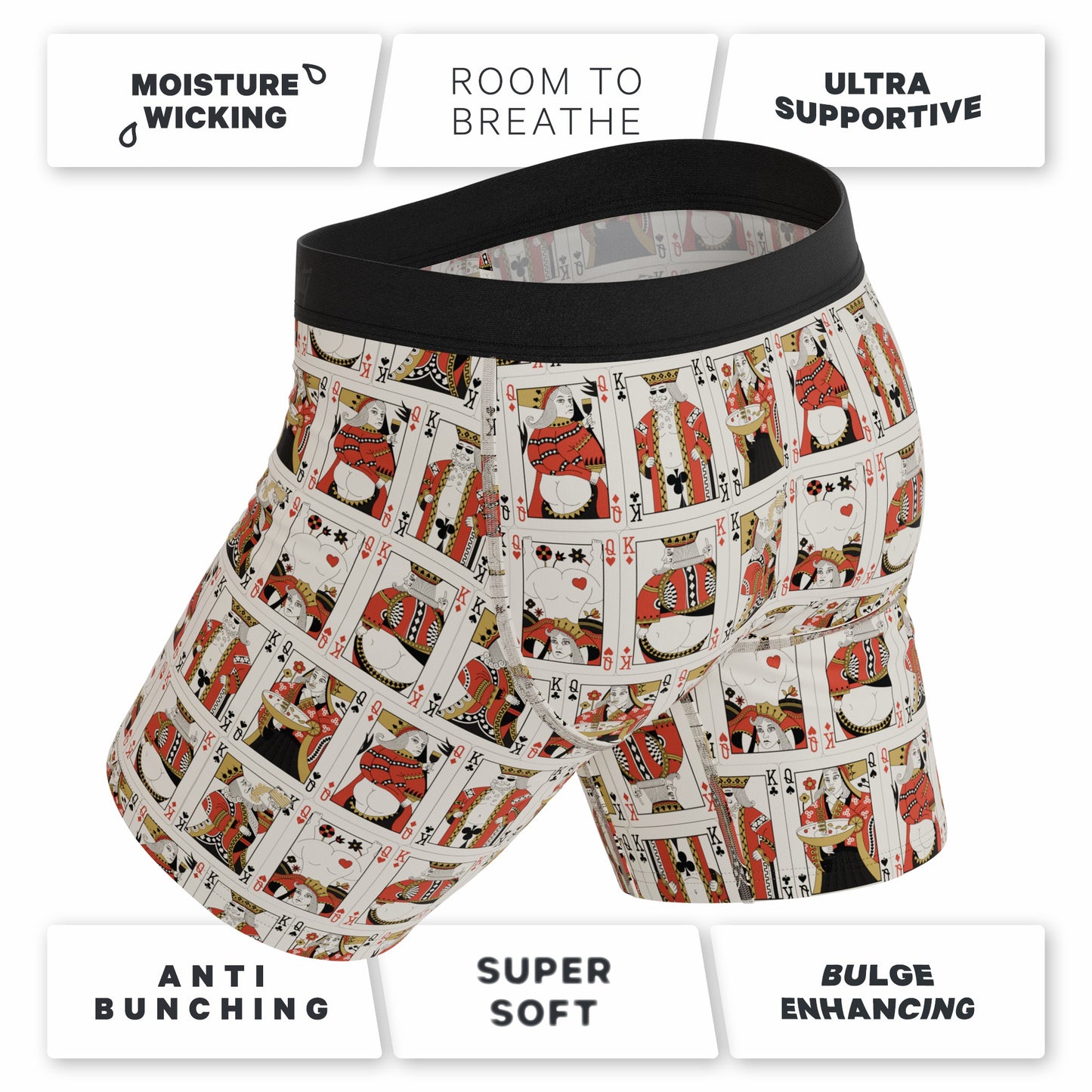 Shinesty Long Leg Ball Hammock® Pouch Boxers With Fly - Vintage Playing Cards