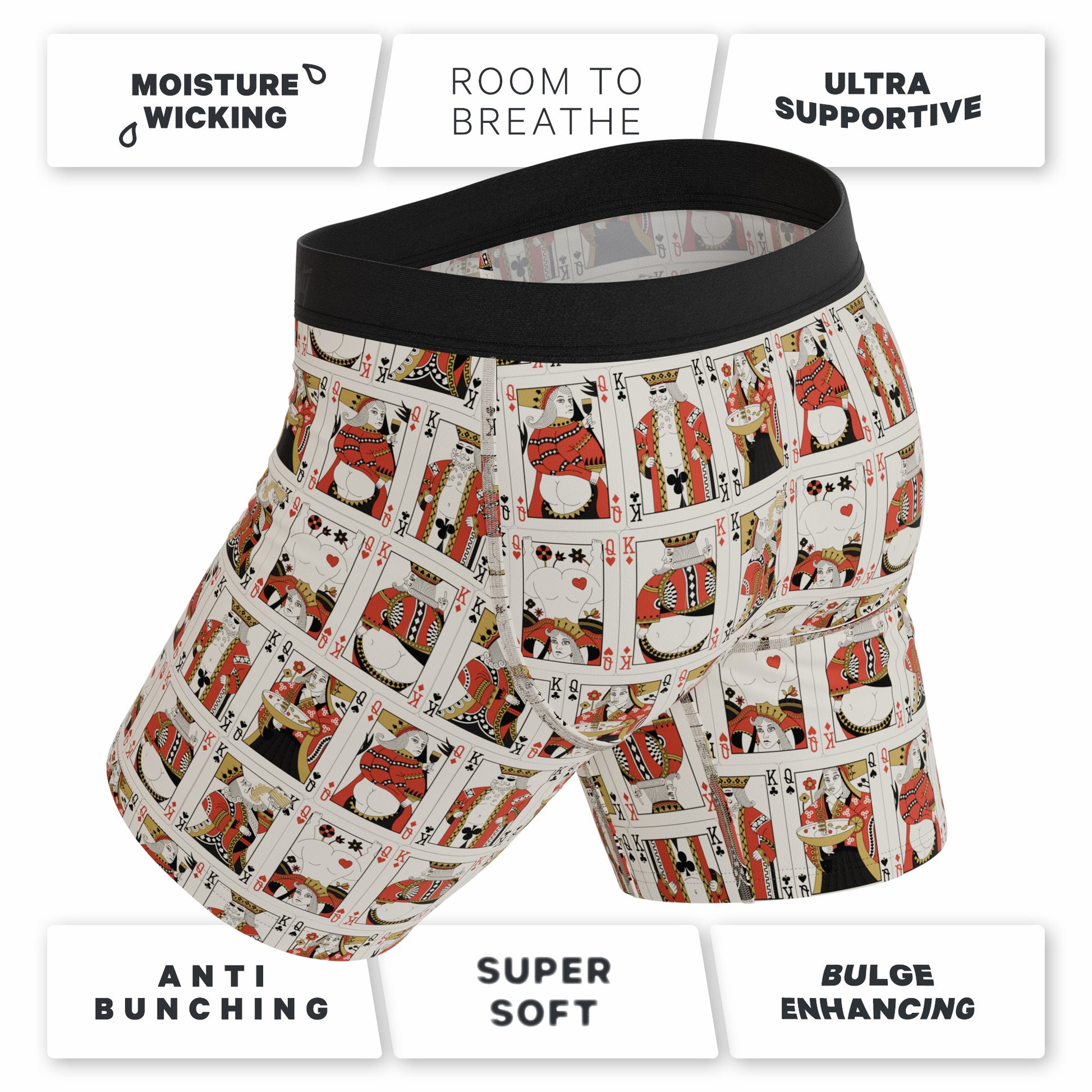Shinesty Long Leg Ball Hammock® Pouch Boxers With Fly - Vintage Playing Cards