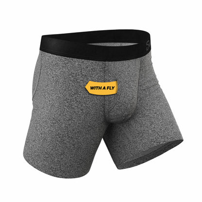 Shinesty Ball Hammock® Pouch Underwear With Fly - Black Marble Heather