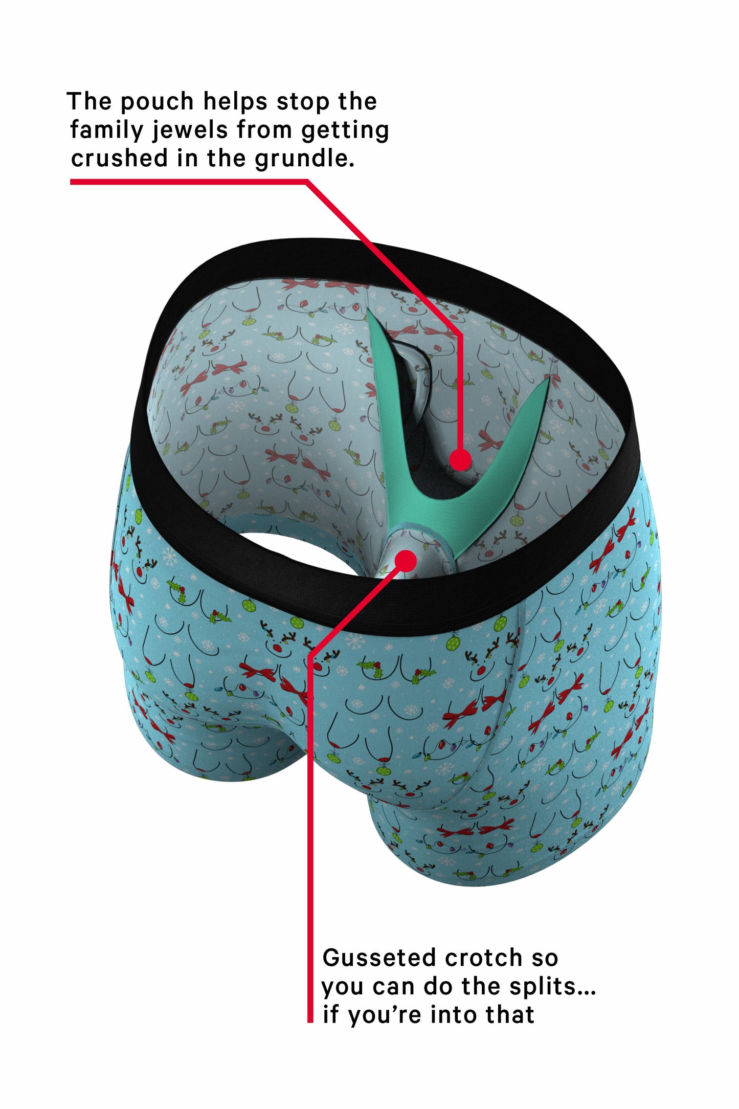 Shinesty Ball Hammock® Pouch Underwear With Fly - Christmas Bust