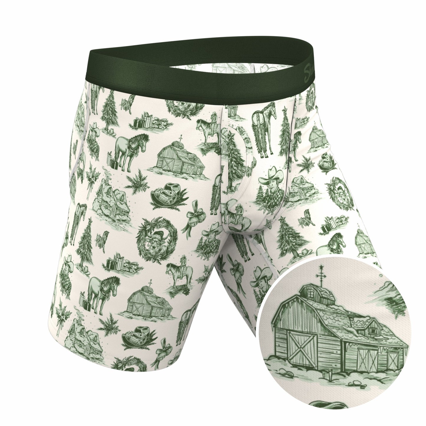 Shinesty Long Leg Ball Hammock® Pouch Boxers With Fly - Western Toile